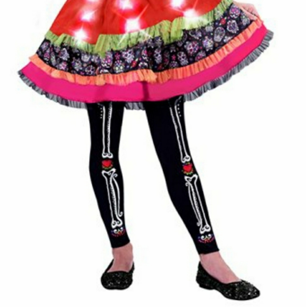B2G1 NWT Girl's Sweet Sugar Skull Costume Leggings